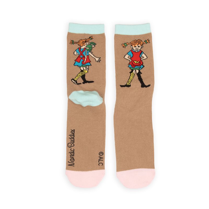 Pippi Långstrump & Herr Nilsson damstrumpor brun