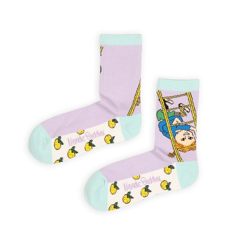 Pippi Långstrump & stege damstrumpor retro lila