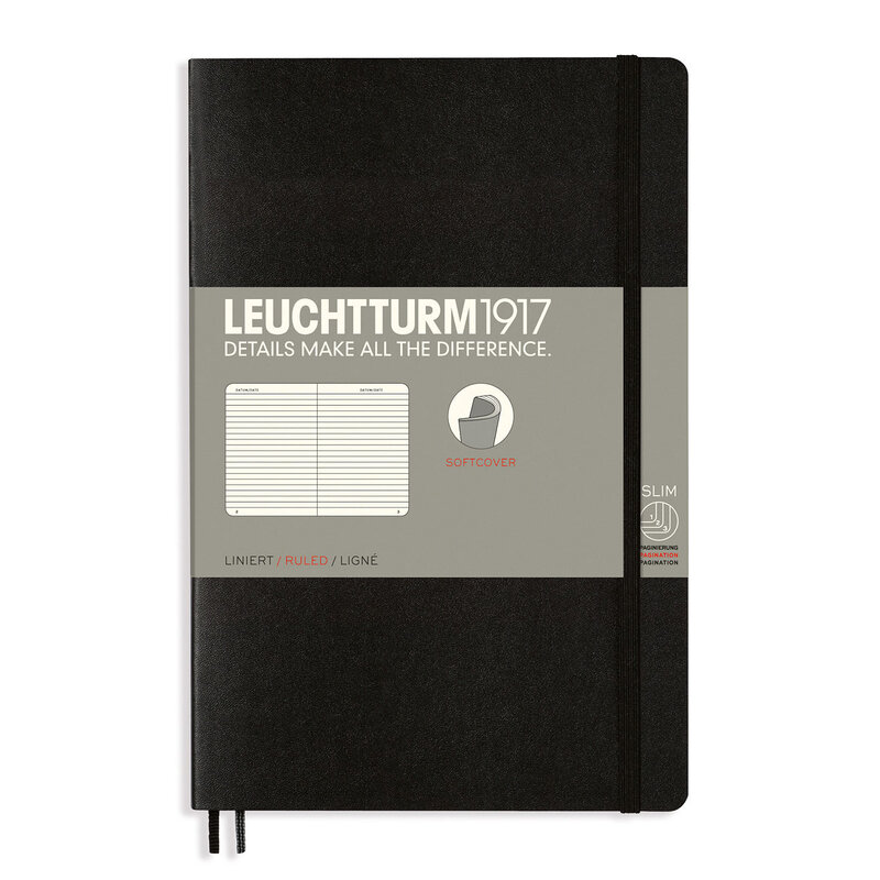 Anteckningsbok Leuchtturm1917 B6 Soft Linjerad Black