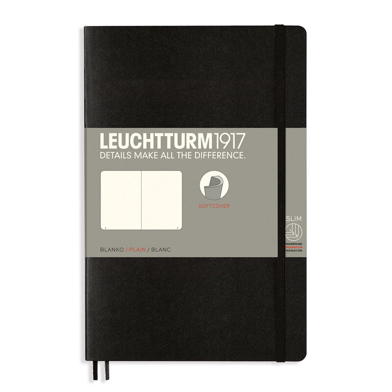 Anteckningsbok Leuchtturm1917 B6 Soft Olinjerad Black