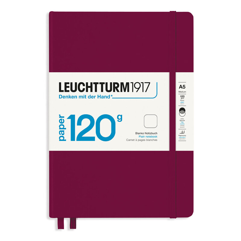 Anteckningsbok Leuchtturm1917 A5 120g Olinjerad Port Red