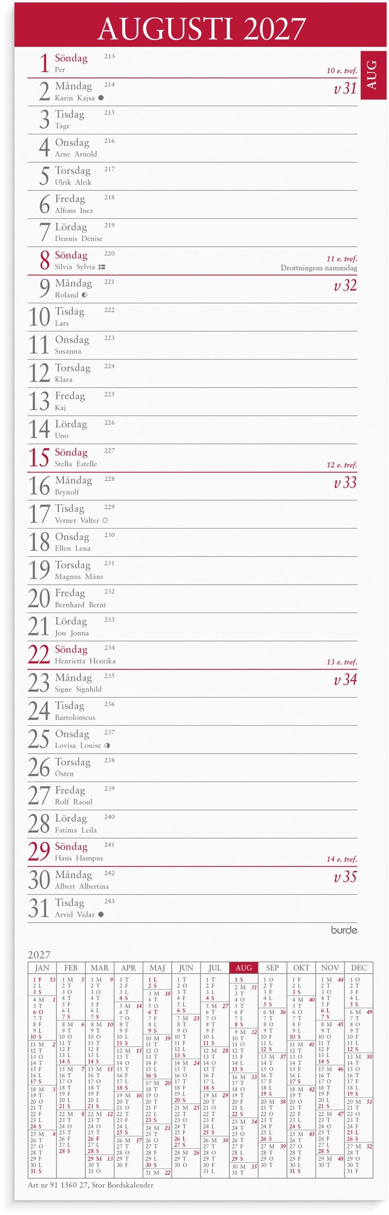 Stor Bordskalender 2027