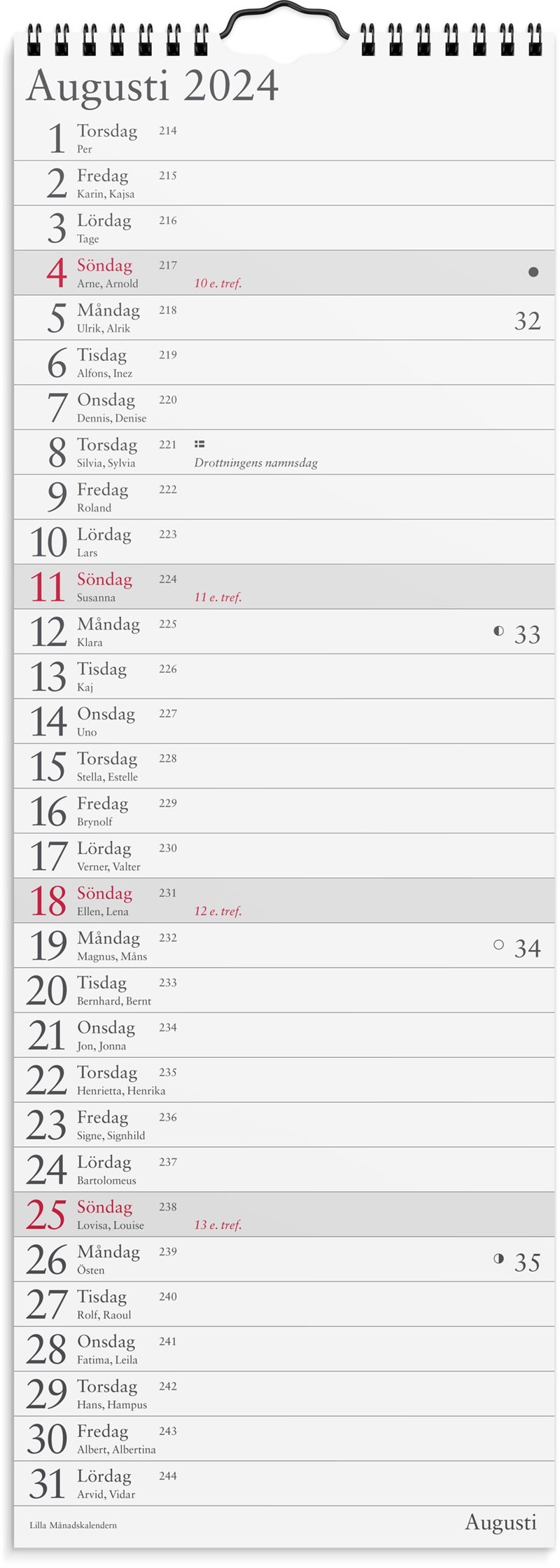 Väggkalender 2024 Lilla Månadskalendern