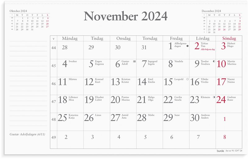 Kalender 2024 Månadsblock 240x152 mm