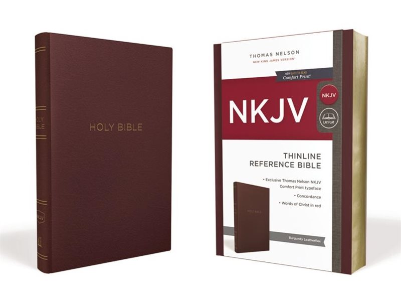 Nkjv, thinline reference bible, leather-look, burgundy, red letter edition,