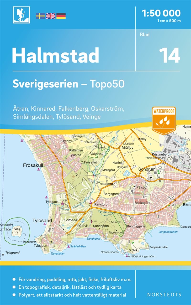 14 Halmstad Sverigeserien Topo50 : Skala 1:50 000