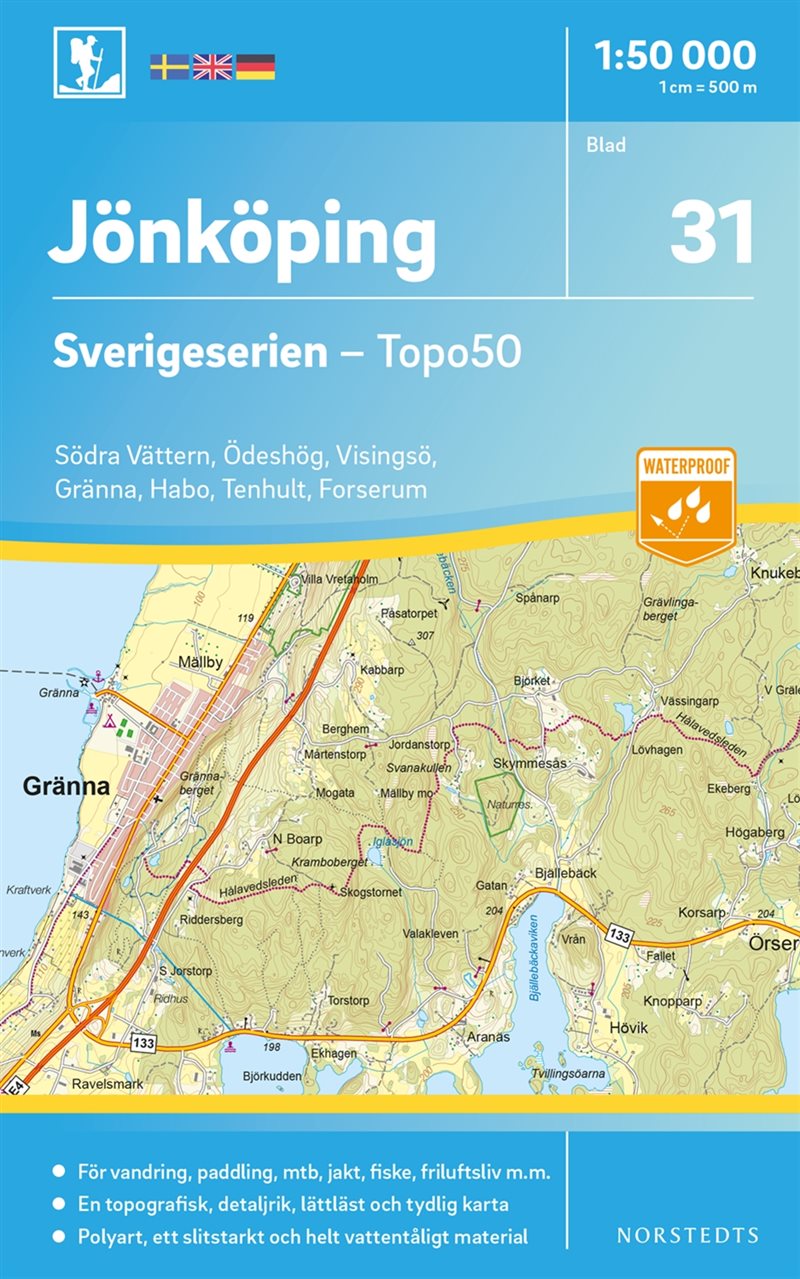 31 Jönköping Sverigeserien Topo50 : Skala 1:50 000