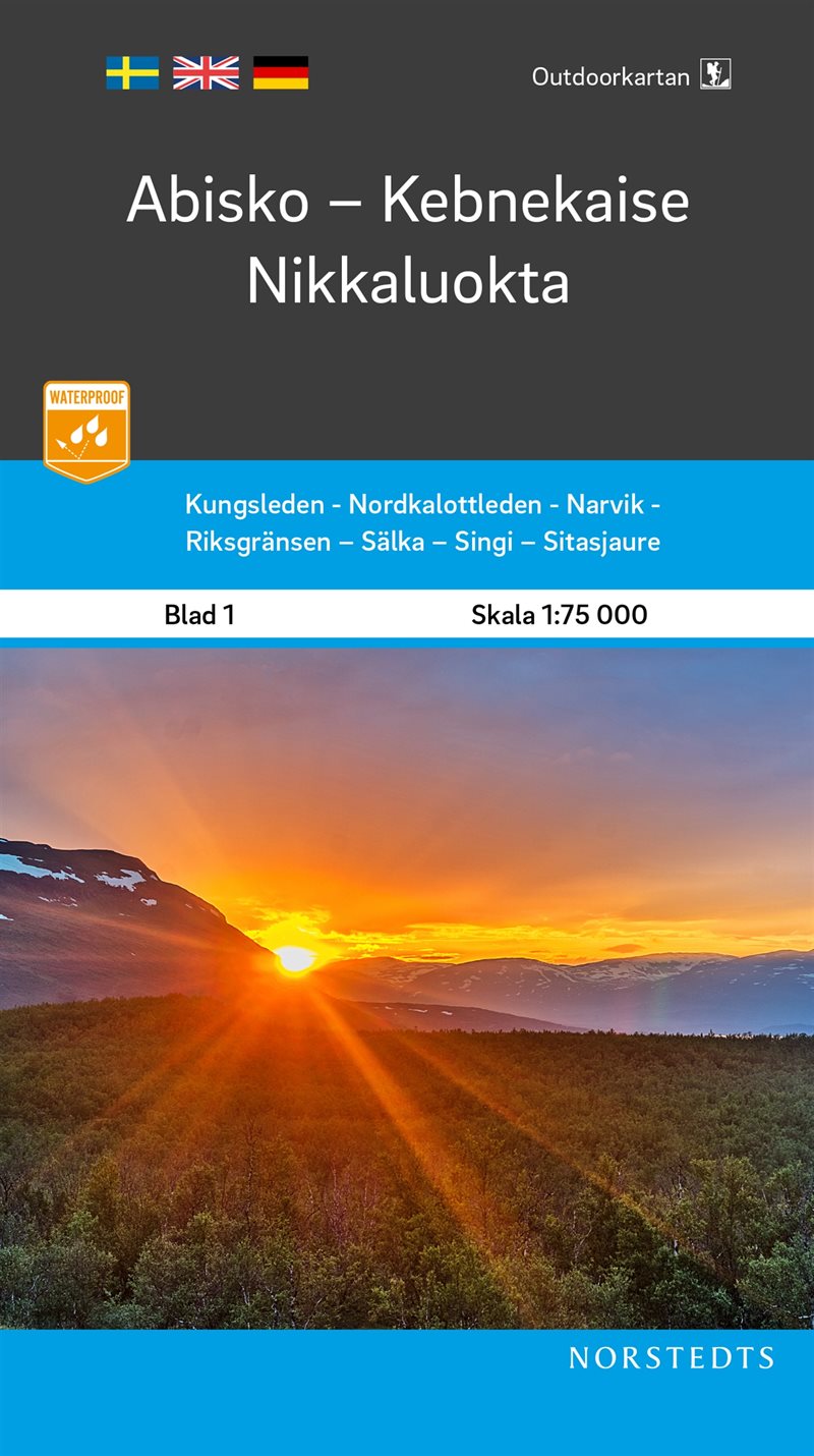 Outdoorkartan Abisko Kebnekaise Nikkaluokta : Blad 1 Skala 1:75 000