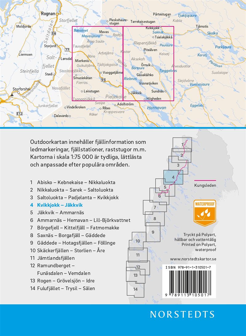 Outdoorkartan Kvikkjokk Jäkkvik : Blad 4 Skala 1:75 000