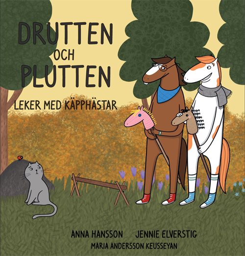 Drutten och Plutten leker med käpphästar