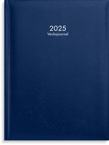 Kalender 2025 Veckojournal blått konstläder