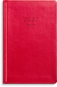 Kalender 2027 Leader rött konstläder