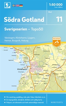 11 Södra Gotland Sverigeserien Topo50 : Skala 1:50 000